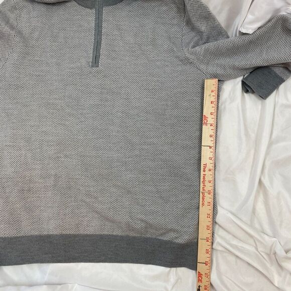 Brooks Brothers Sweater Grey Italian Yarn Merino Wool 1/4 Zip Herringbone Sz XL - Picture 9 of 10
